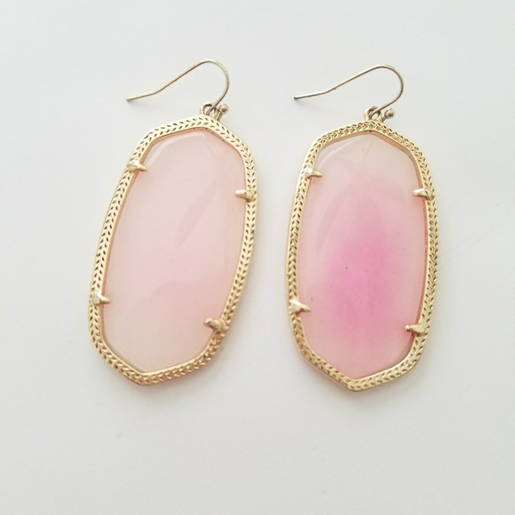 Kendra Scott Rare Pink Ombre Danielle Earrings Old Frame, Goldtone EUC - Picture 2 of 3